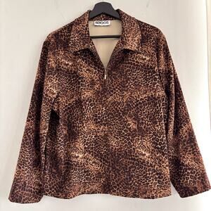 Briggs Petite Leopard Print Zip Up Jacket